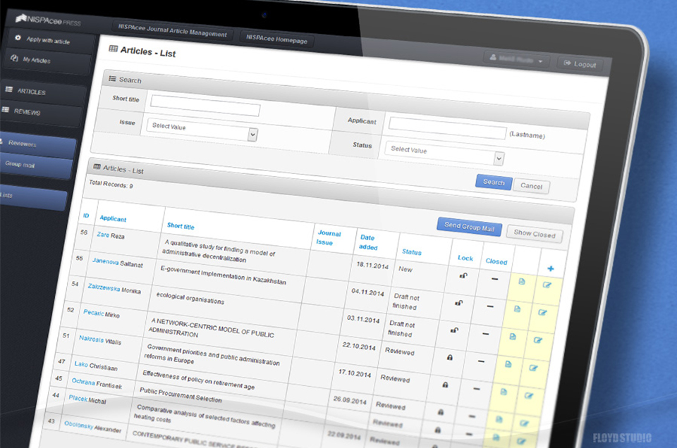 NISPAcee Journal Management Application - Web-based application for management of NISPAcee scientific journal                                                     