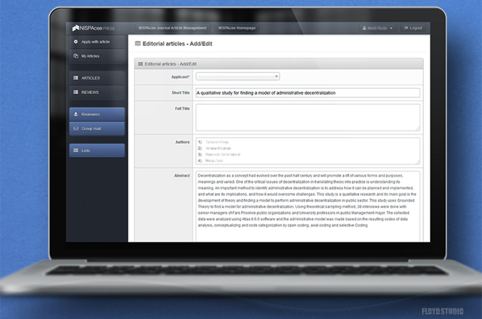 NISPAcee Journal Management Application - Web-based application for management of NISPAcee scientific journal                                                     