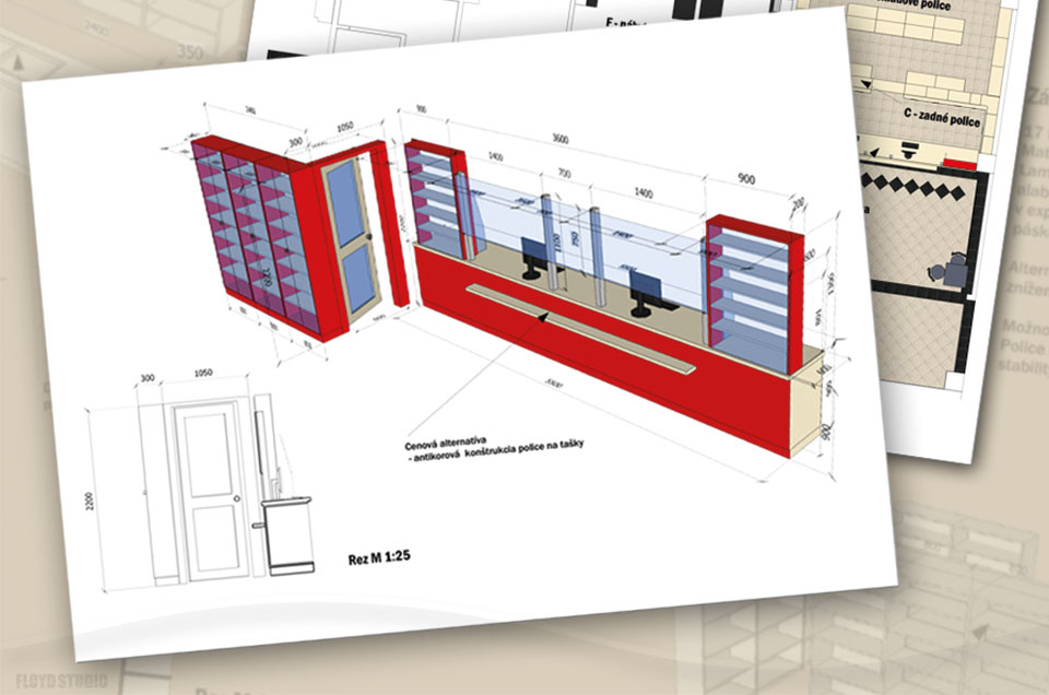 Pharmacy shop interior design - Interior design and production of furniture for pharmacy shop