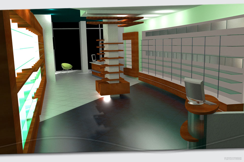 Pharmacy interior proposal in River park - Architecture proposal for interior of pharmacy shop n River park